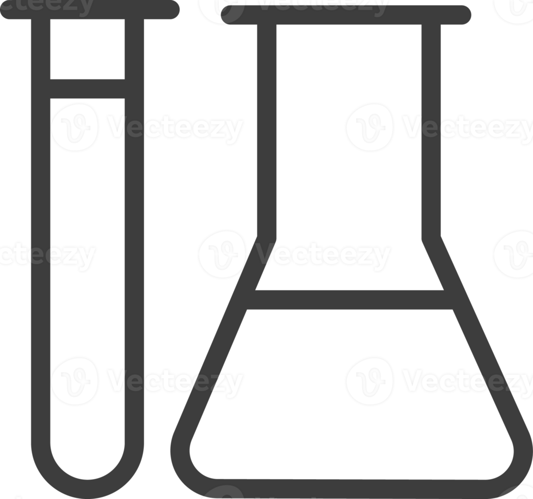 icono de línea delgada de tubo de ensayo, conjunto de iconos de educación. png