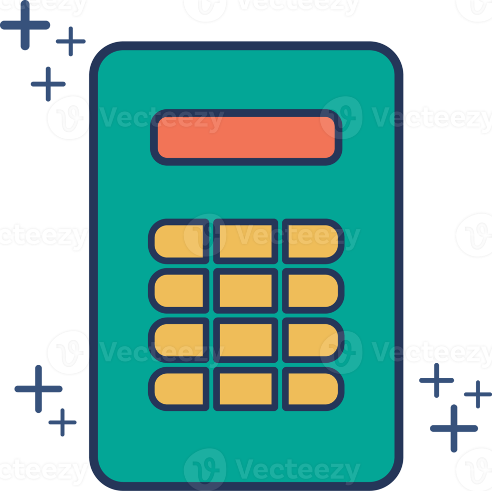 Calculator icon illustration glyph style design with color and plus sign. png