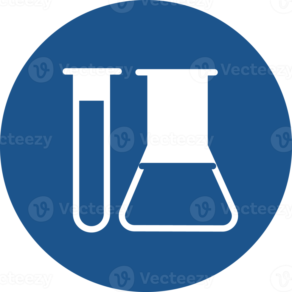 Test tube icons design in blue circle. png