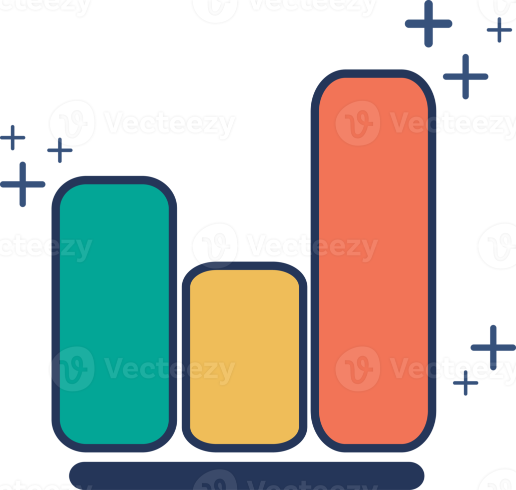 design de estilo glifo de ilustração de ícone de gráfico de negócios com cor e sinal de adição. png