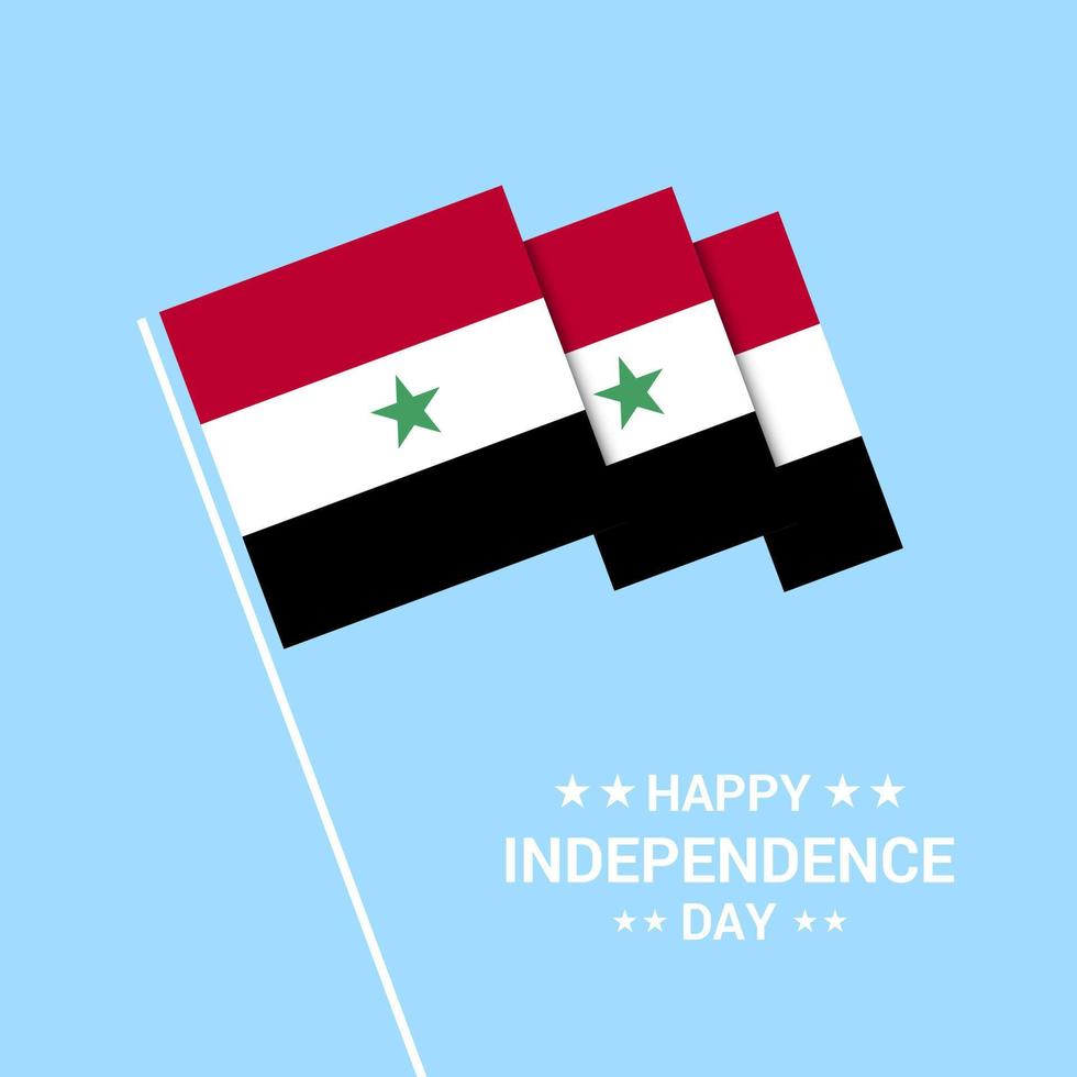 diseño tipográfico del día de la independencia de siria con vector de bandera