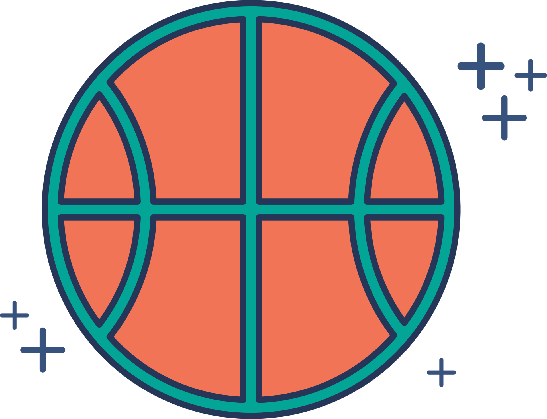 Basketball icon illustration glyph style design with color and plus