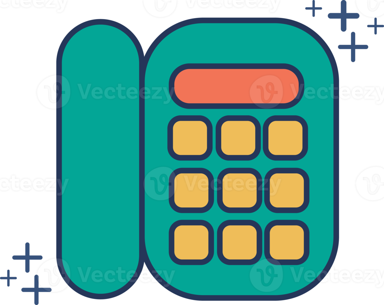 Telephone icon illustration glyph style design with color and plus sign. png