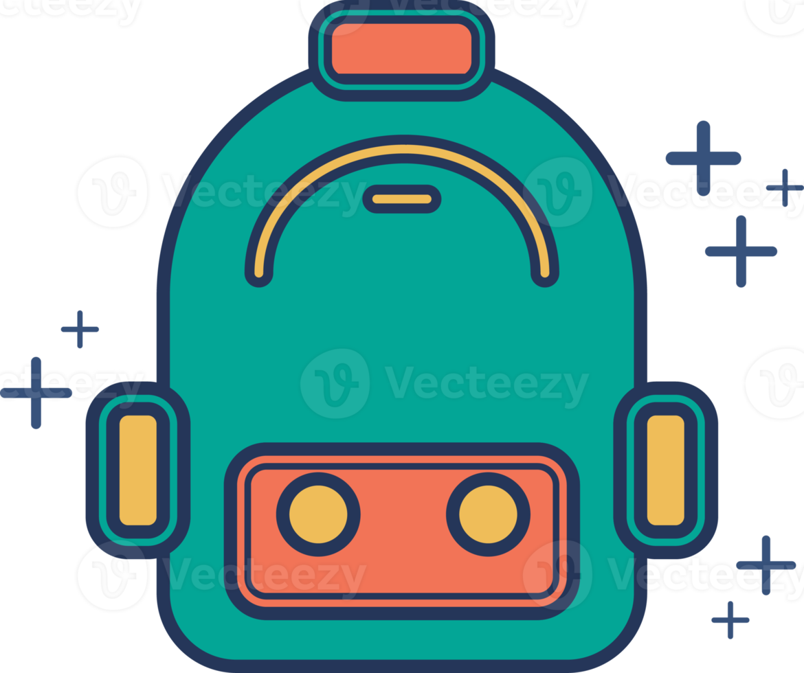 school- zak icoon illustratie glyph stijl ontwerp met kleur en plus teken. png