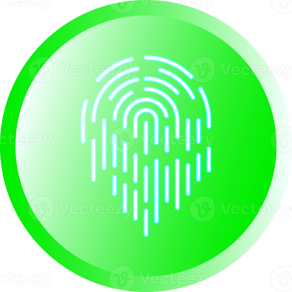 Drucktasten-Fingerscan-Identifikationssymbolelement für dekorative Website mit abstraktem Hintergrund png