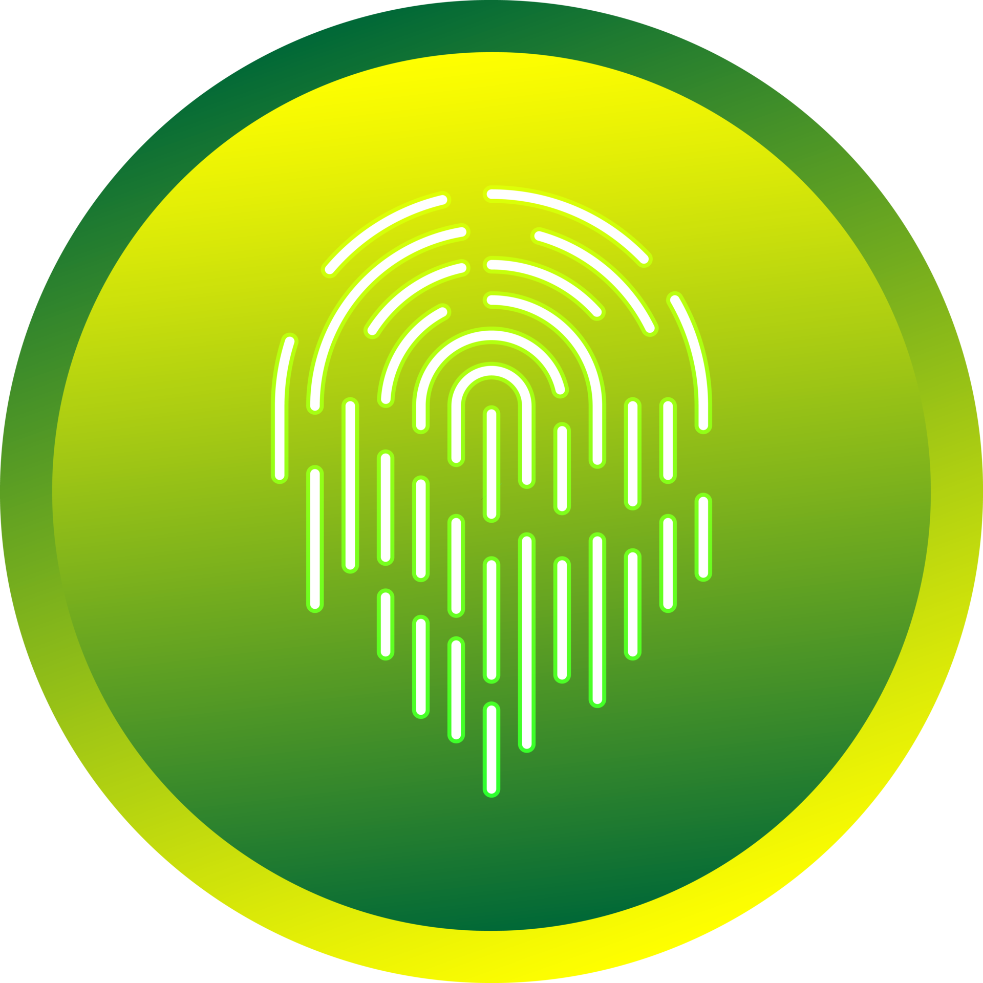 Push buttons finger scan identification icon element for decorative