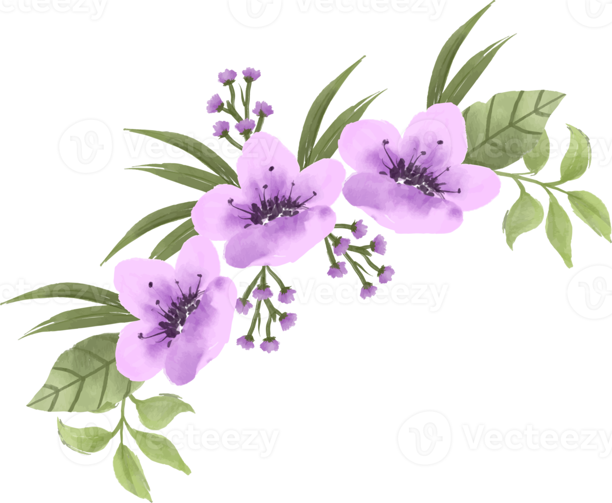 élégant arrangement de fleurs aquarelle violet png