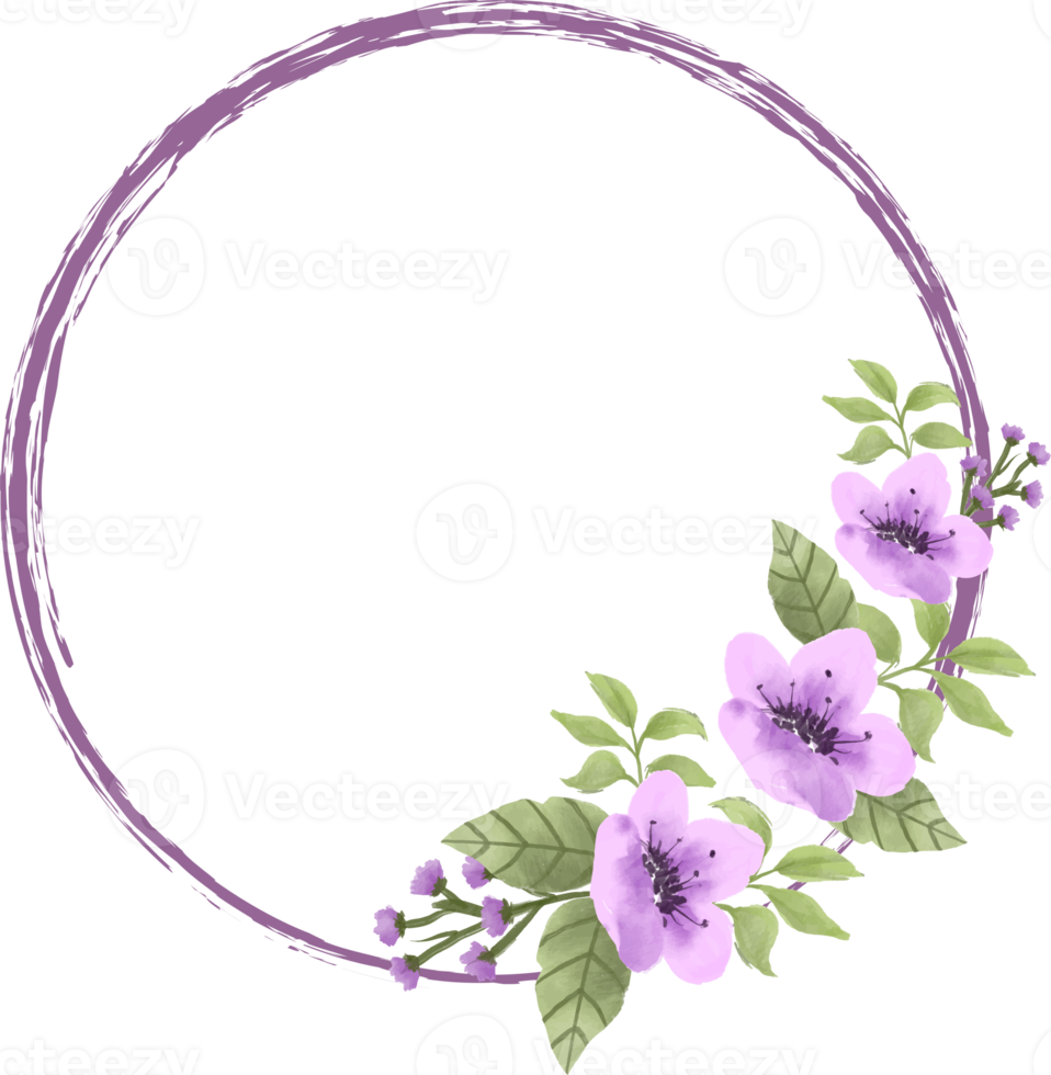elegante viola acquerello fiore ghirlanda decorazione png