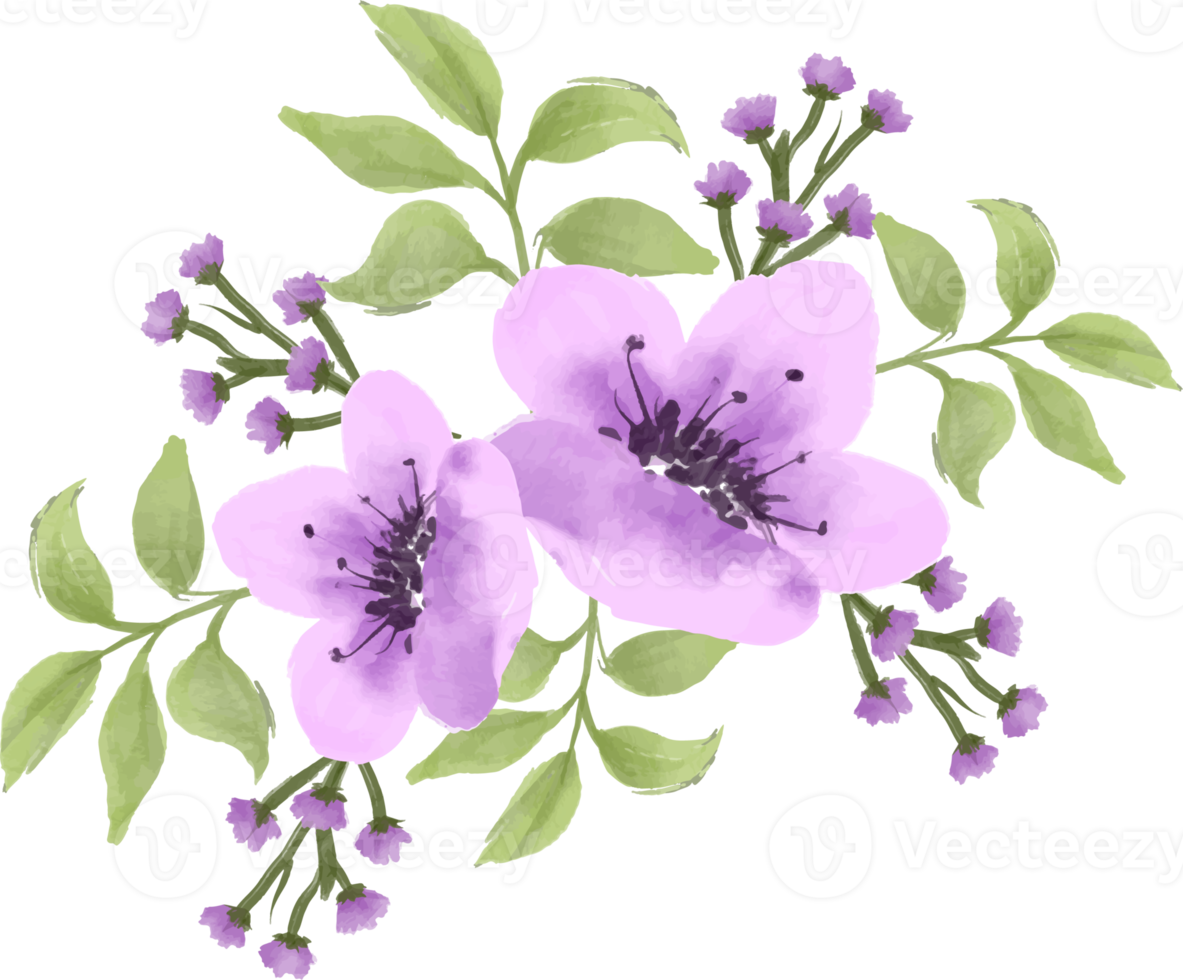 elegant purple watercolor flower arrangement png