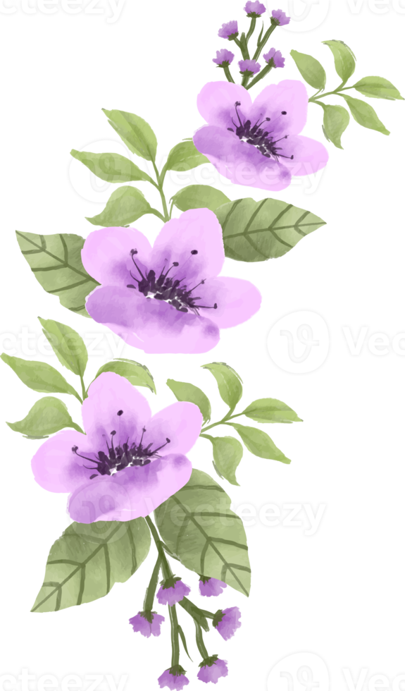 élégant arrangement de fleurs aquarelle violet png