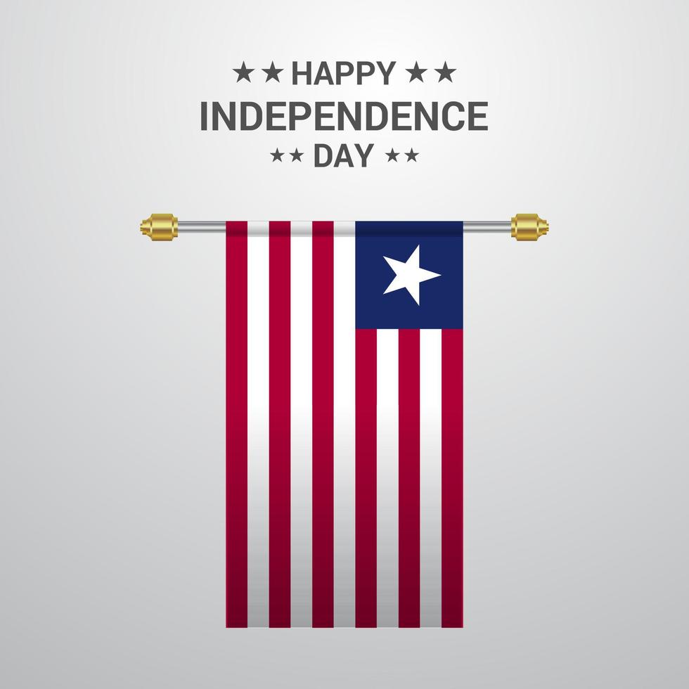 Liberia Independence day hanging flag background vector