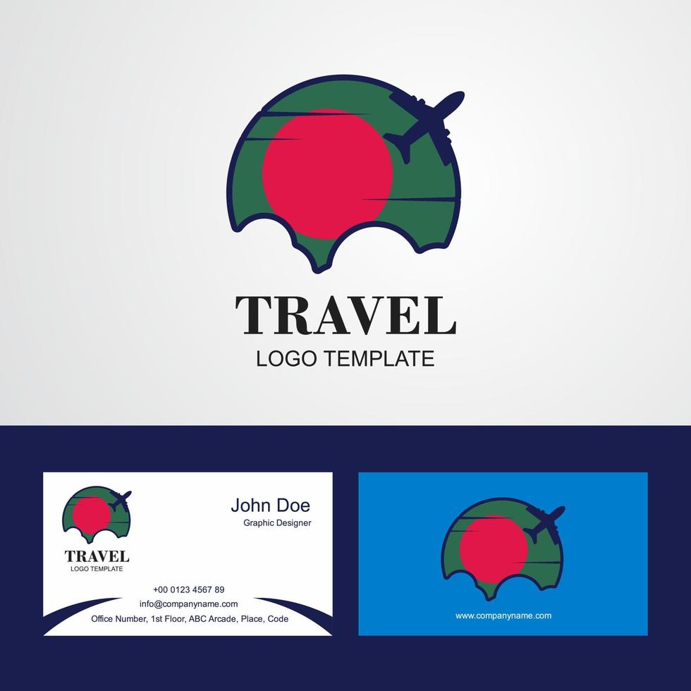 logotipo de la bandera de bangladesh de viaje y diseño de tarjeta de visita vector