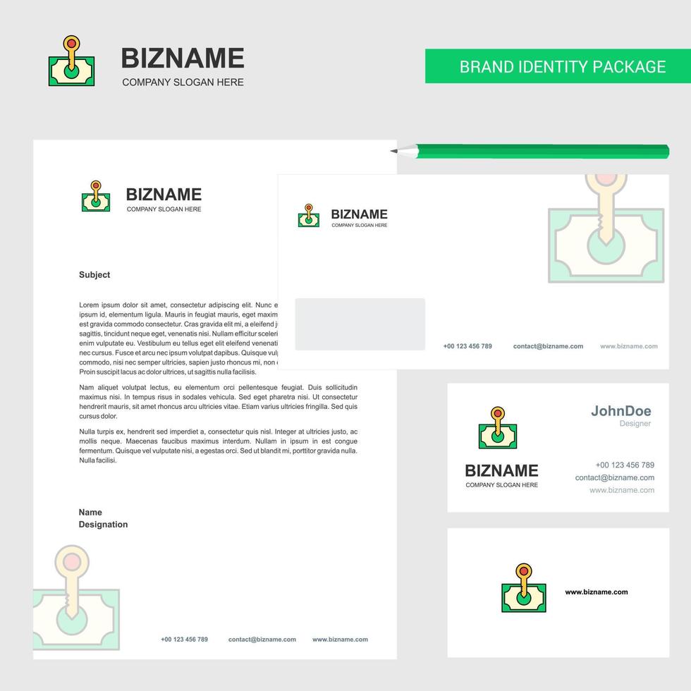 Money Business Letterhead Envelope and visiting Card Design vector template