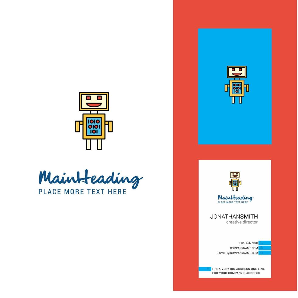 logotipo creativo de robots y vector de diseño vertical de tarjeta de visita