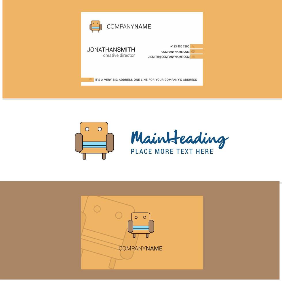 Beautiful Sofa Logo and business card vertical Design Vector