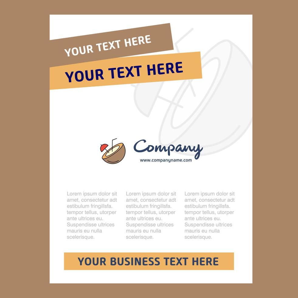 Coconut Title Page Design for Company profile annual report presentations leaflet Brochure Vector Background