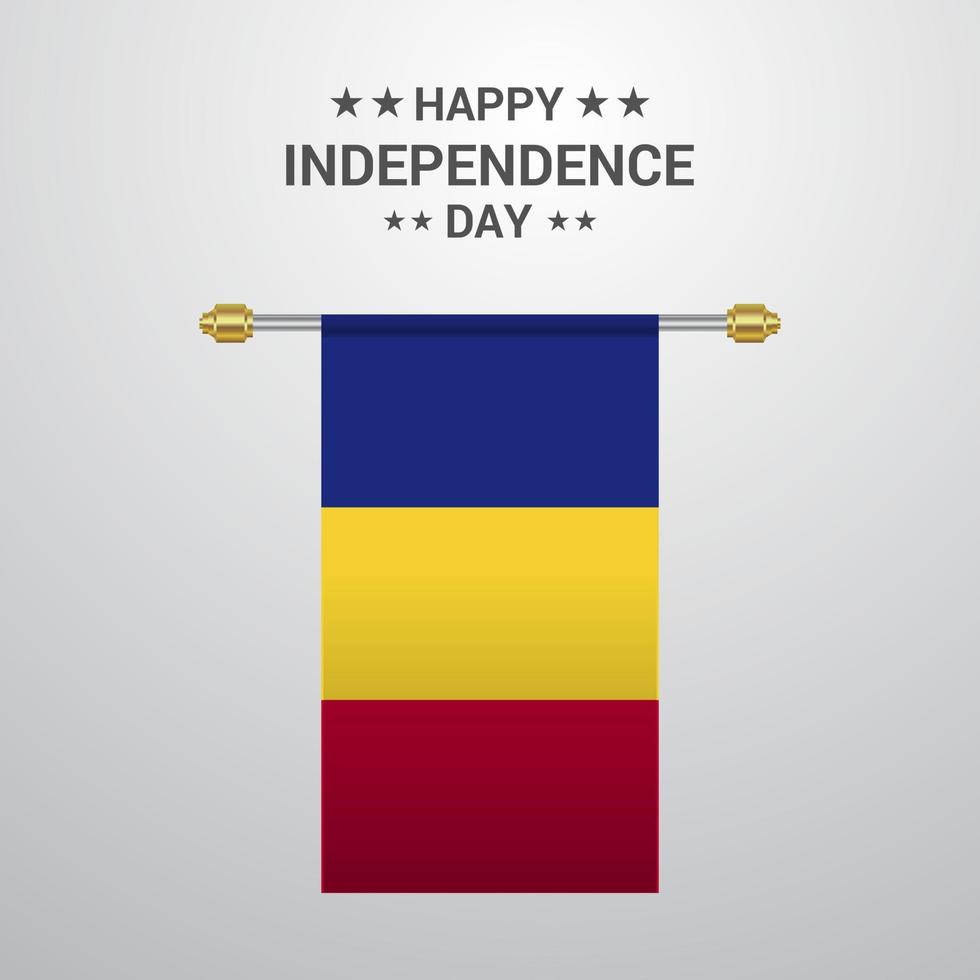 Romania Independence day hanging flag background vector