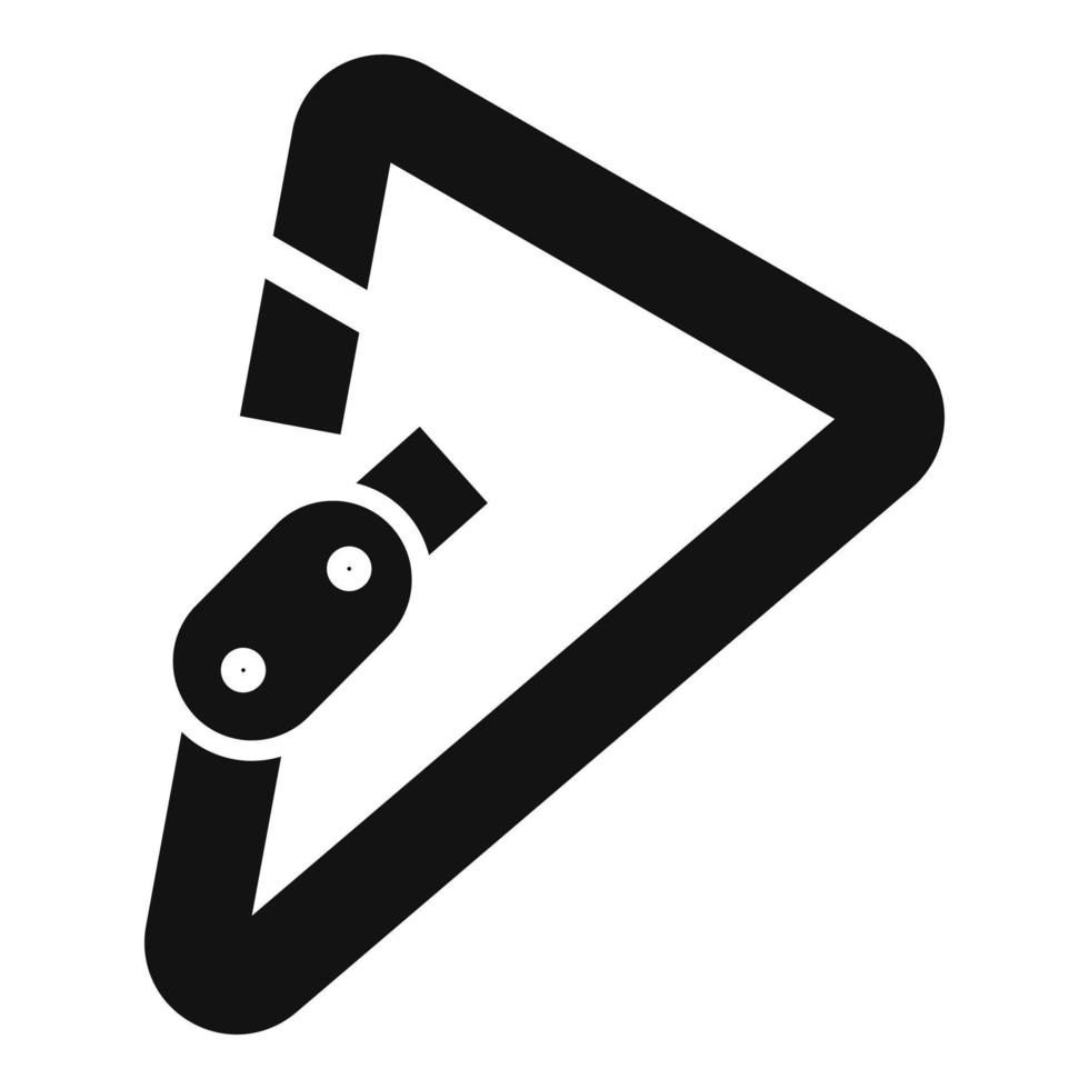 Triangular carabiner icon, simple style vector