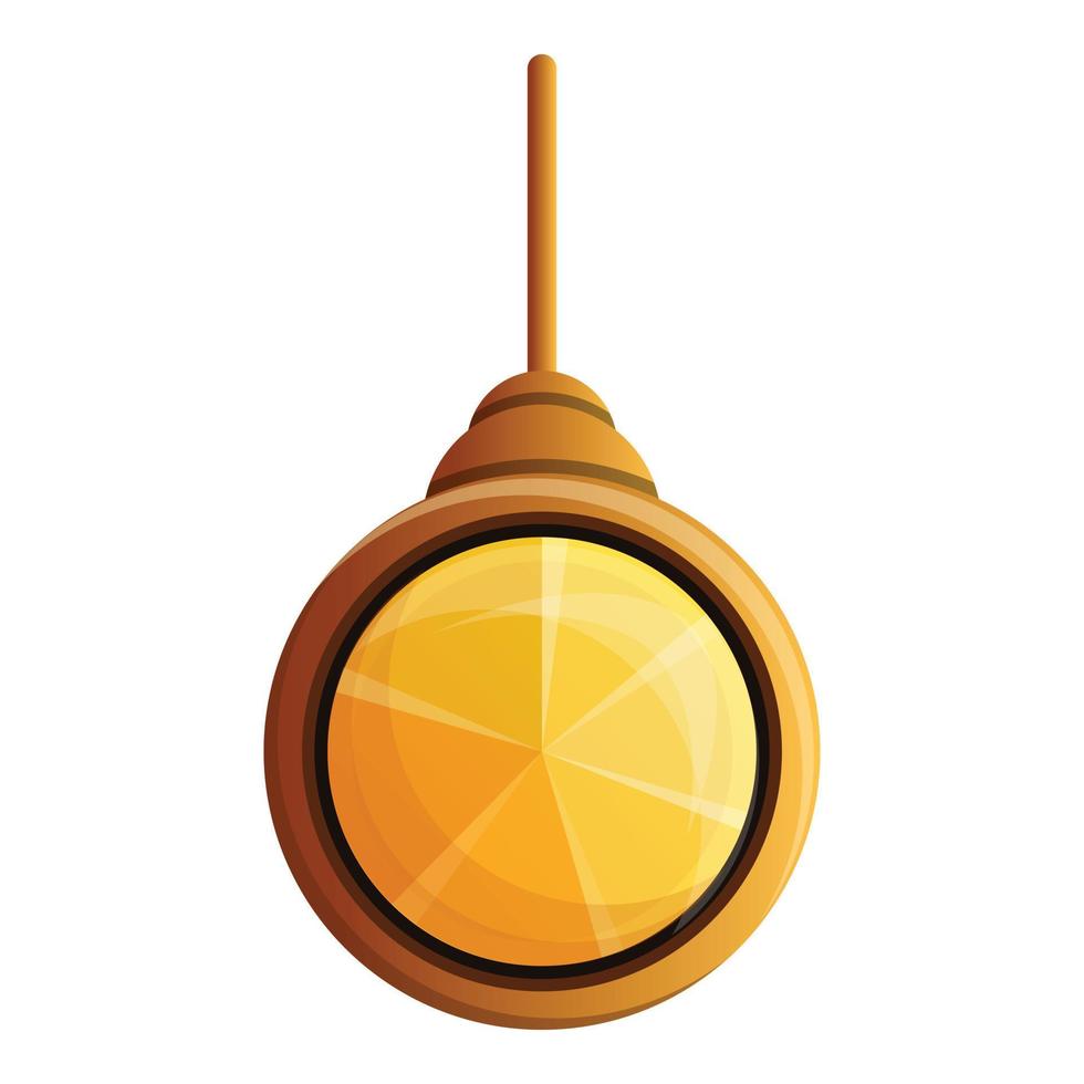 Yellow gemstone pendant icon, cartoon style vector