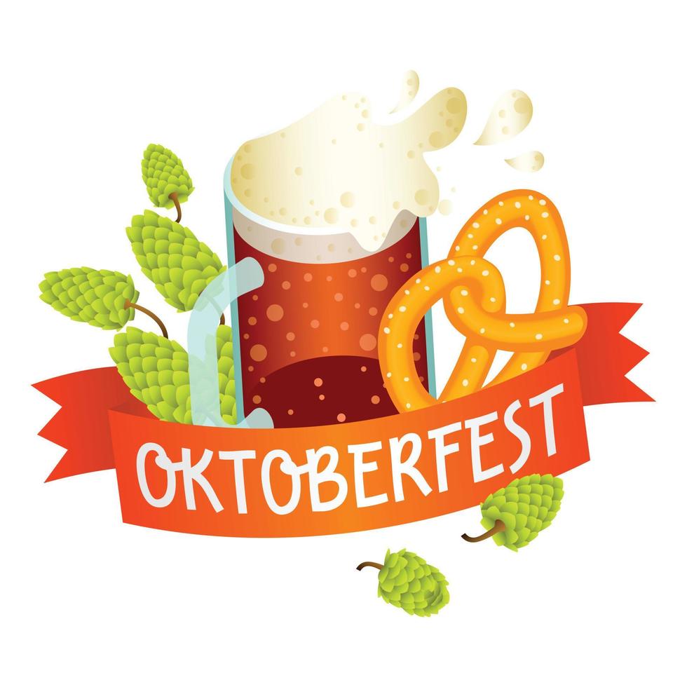 Oktoberfest logo, isometric style vector
