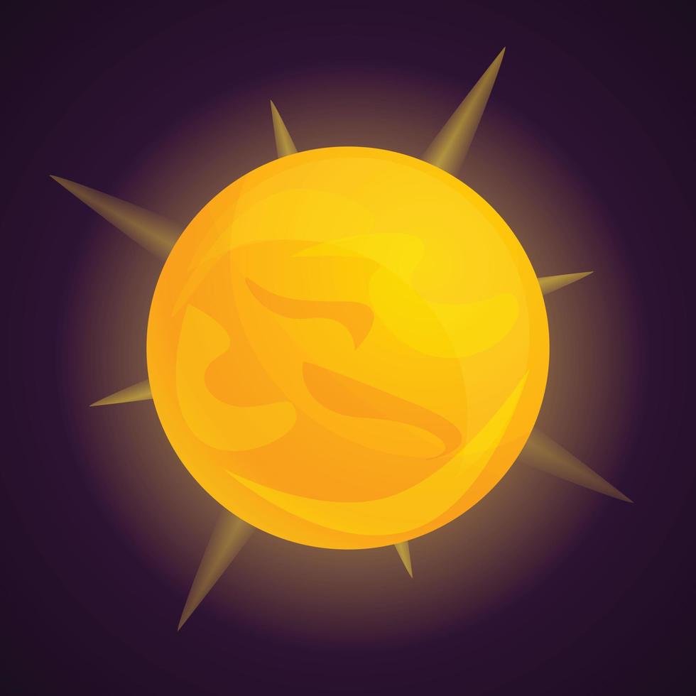 icono de sol espacial, estilo de dibujos animados vector