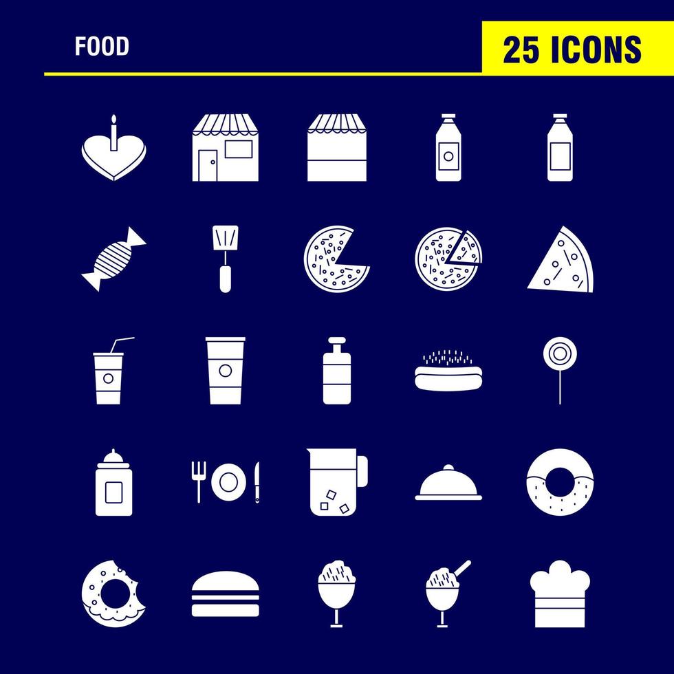 Food Solid Glyph Icons Set For Infographics Mobile UXUI Kit And Print Design Include Food Ice Cream Meal Food Soup Meal Food Collection Modern Infographic Logo and Pictogram Vector