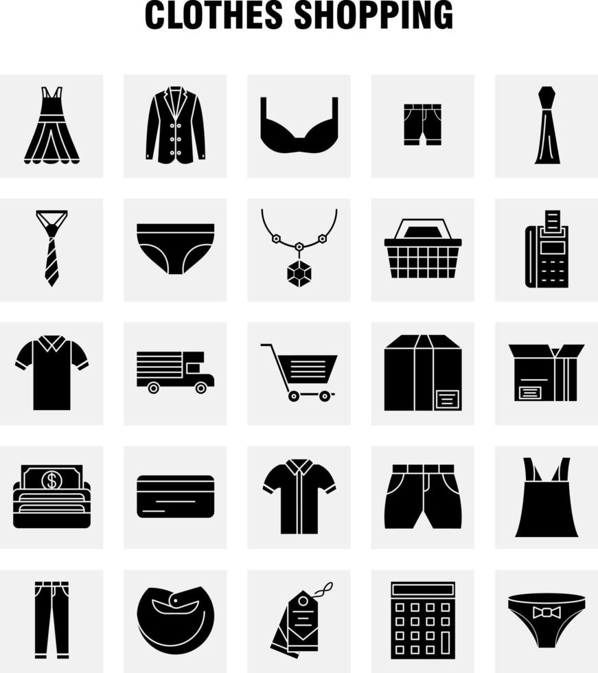 Clothes Shopping Solid Glyph Icons Set For Infographics Mobile UXUI Kit And Print Design Include Belt Cloths Holding Belt Leather Belt Credit Card Eps 10 Vector