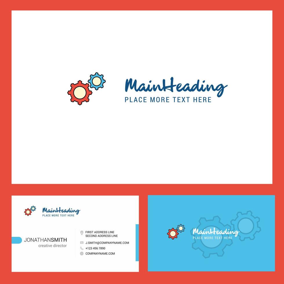 Gear setting Logo design with Tagline Front and Back Busienss Card Template Vector Creative Design