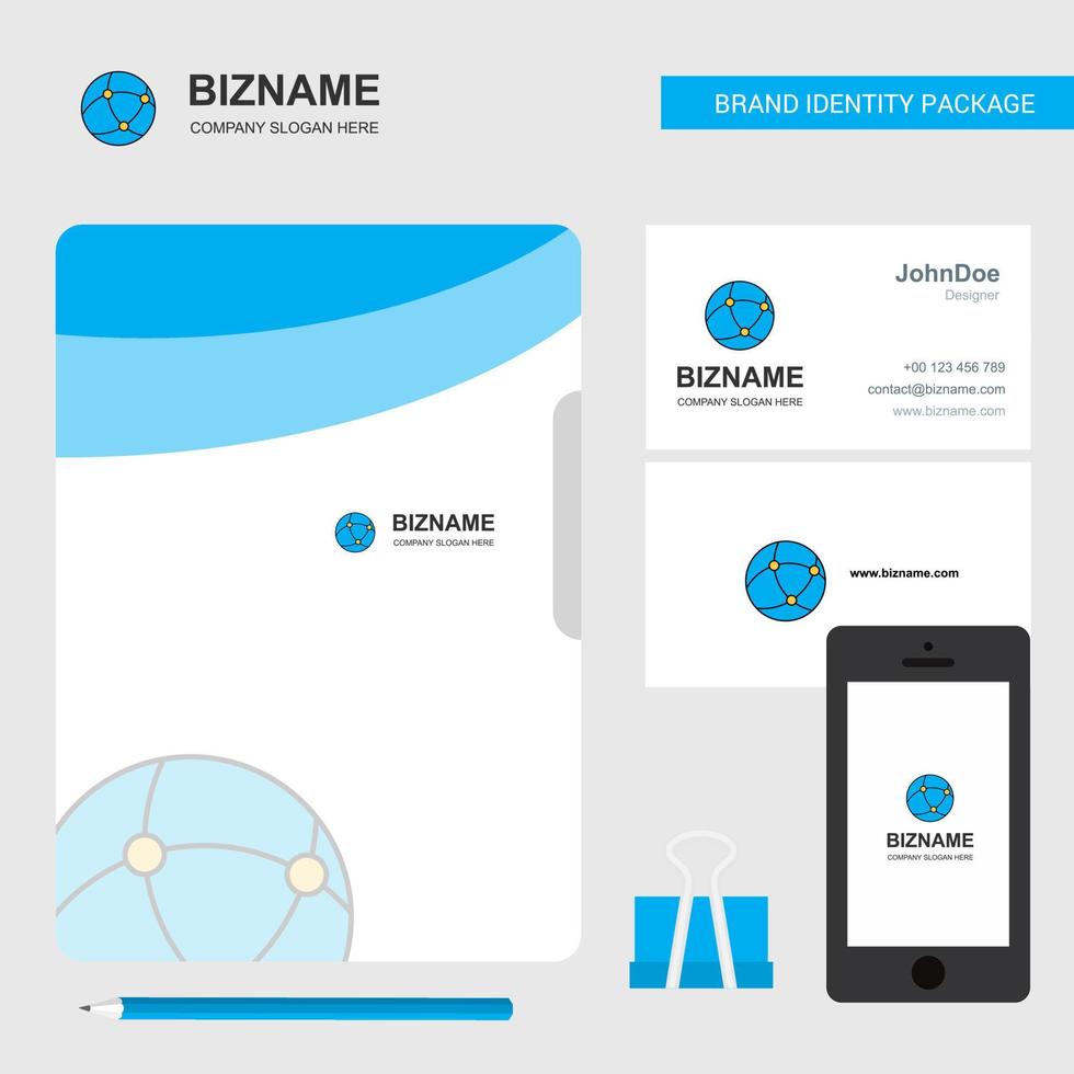 Globe Business Logo File Cover Visiting Card and Mobile App Design Vector Illustration