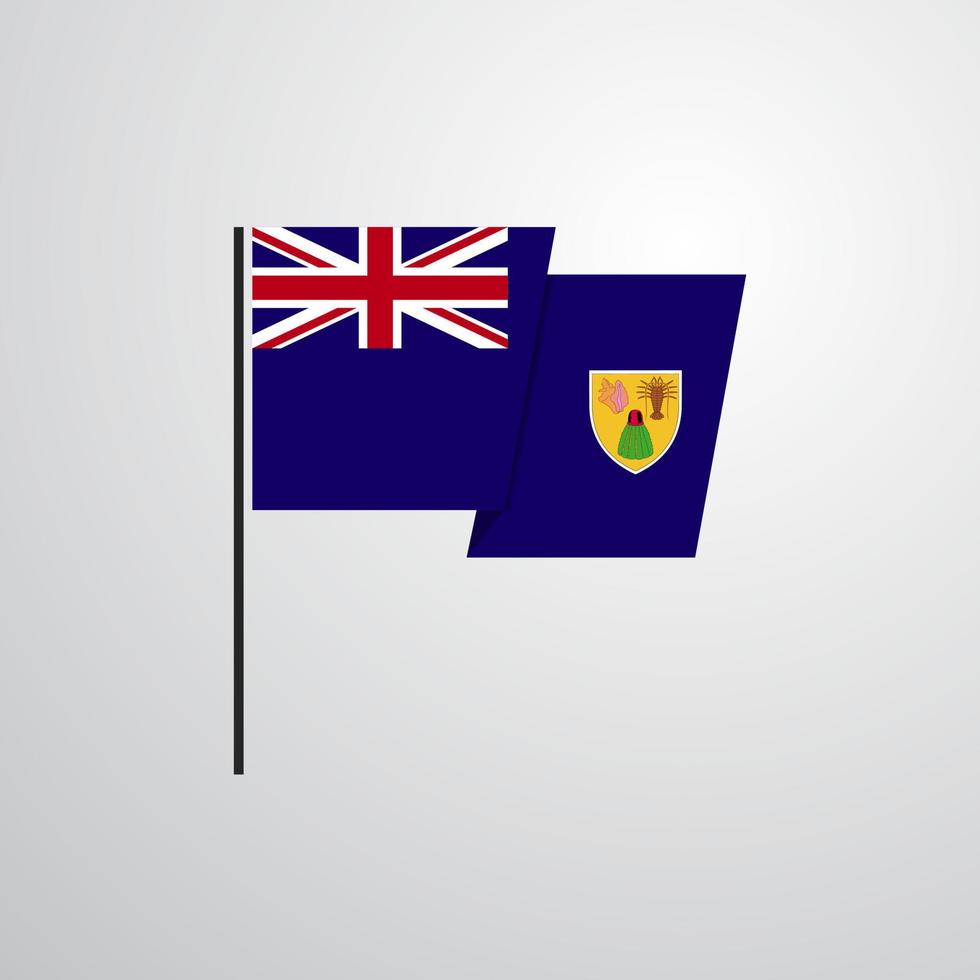 Turks and Caicos Islands waving Flag design vector