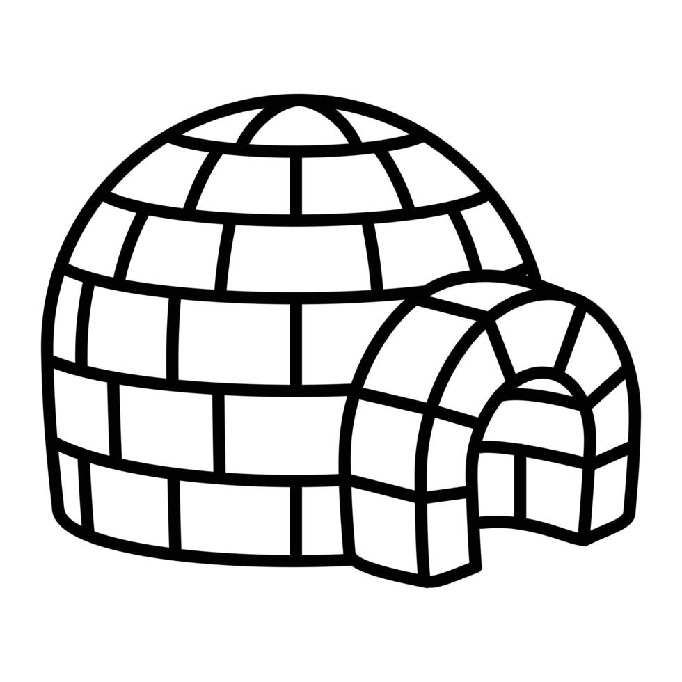 icono de iglú, estilo de esquema vector