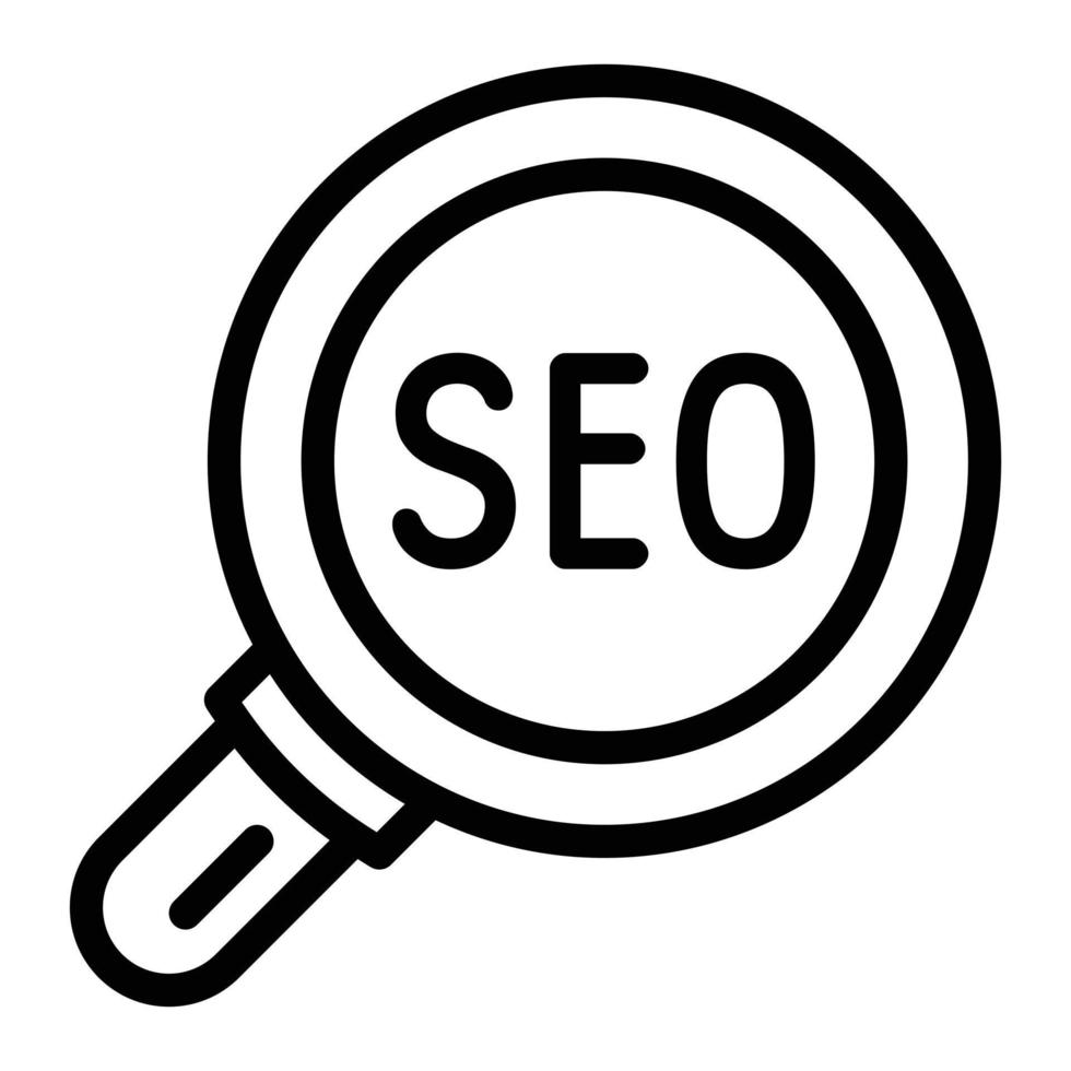 Seo magnify glass icon, outline style vector
