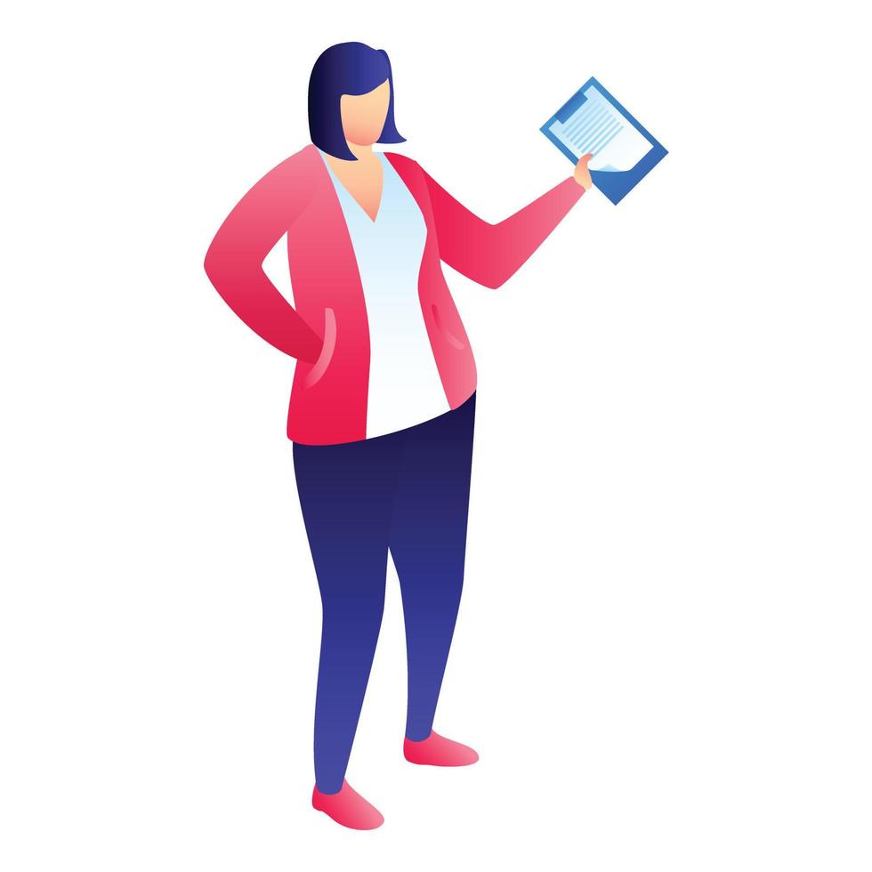 Woman manager icon, isometric style vector