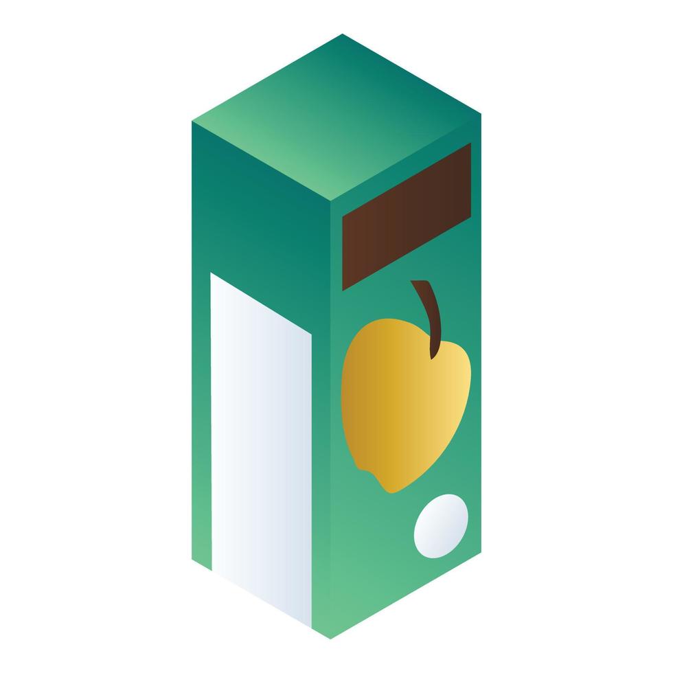 Apple juice package icon, isometric style vector