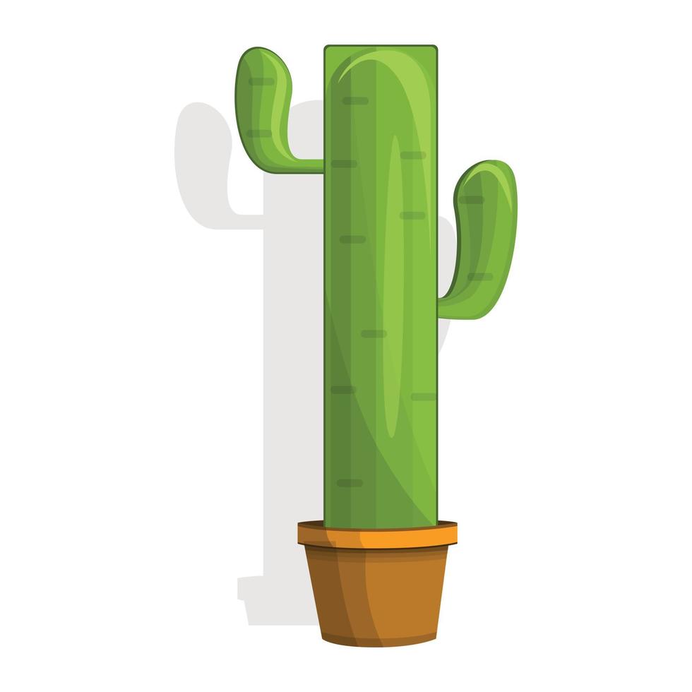 Home pot cactus icon, cartoon style vector
