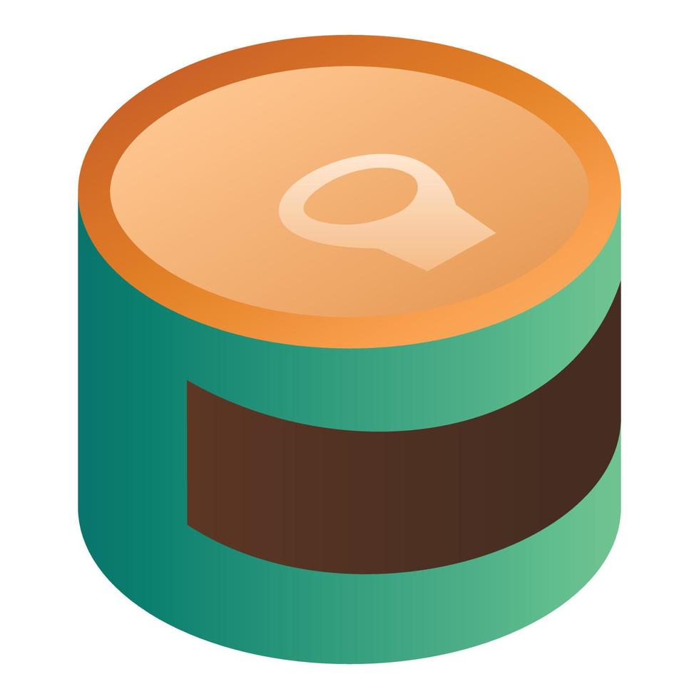 Green tin can icon, isometric style vector