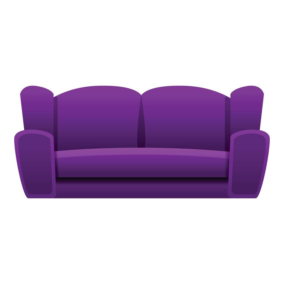 Purple sofa icon, cartoon style vector