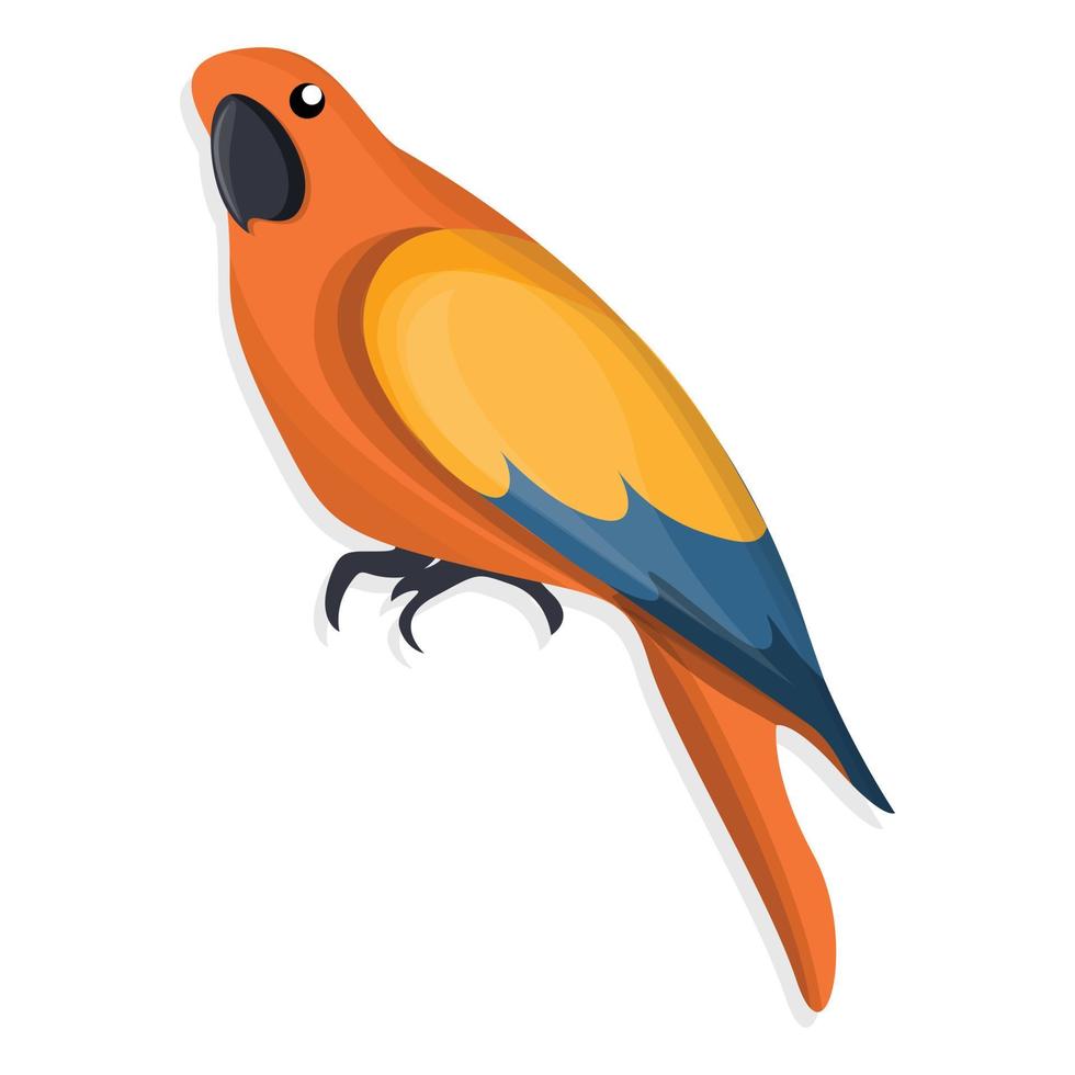 Orange parrot icon, cartoon style vector