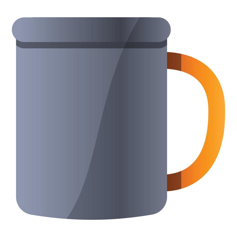 Metal mug icon, cartoon style vector