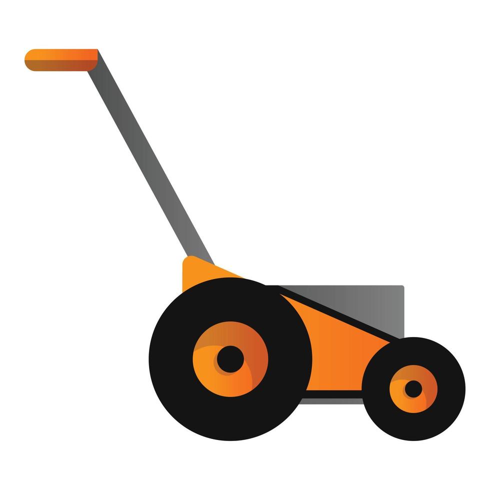 Orange lawnmower icon, cartoon style vector