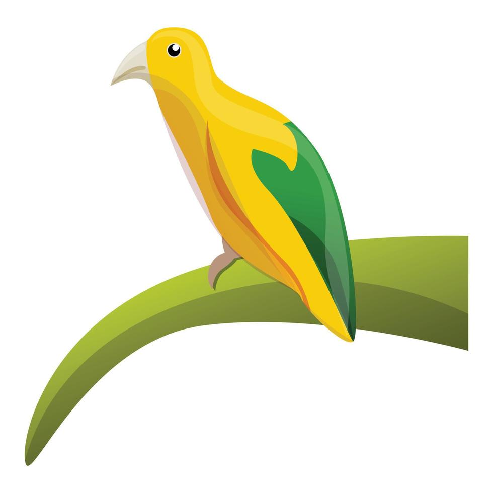 Yellow rainforest bird icon, cartoon style vector
