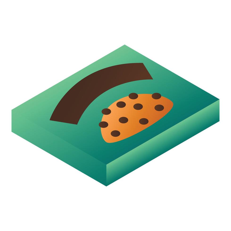 icono de caja de galletas verde, estilo isométrico vector