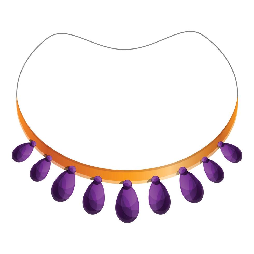 Purple necklace icon, cartoon style vector