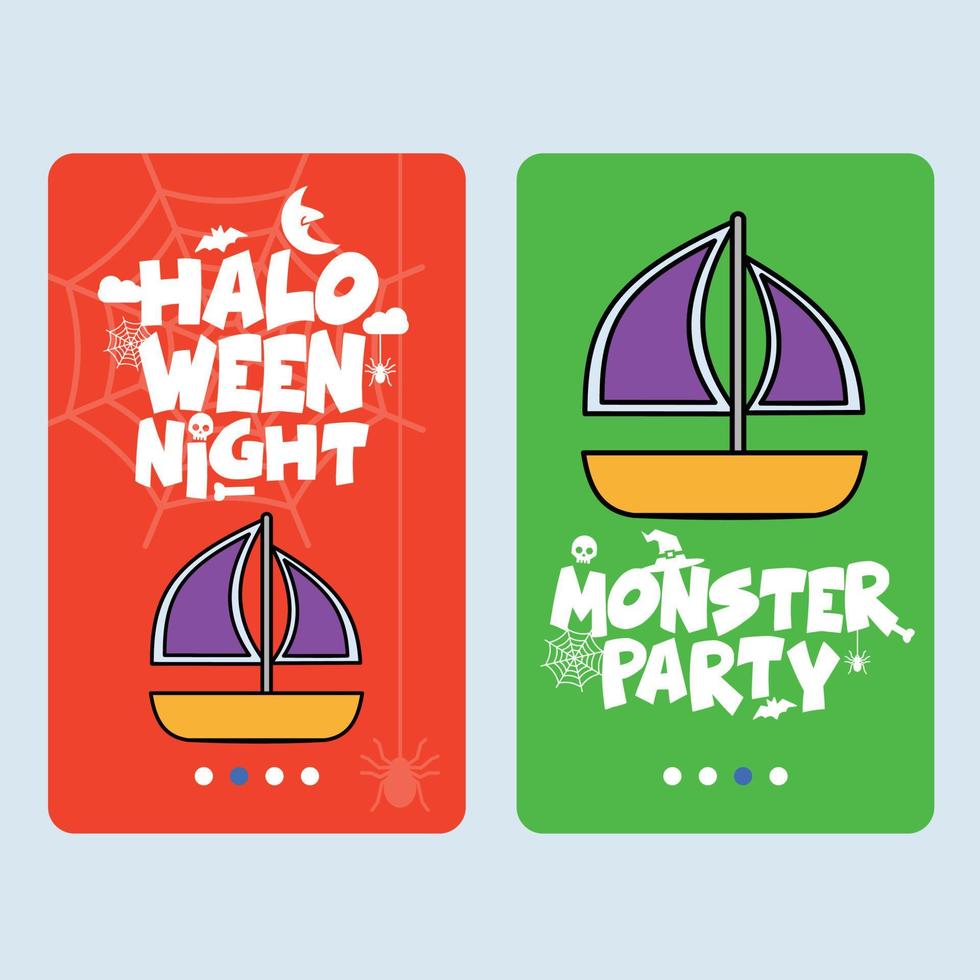 diseño de invitación de halloween feliz con vector de barco