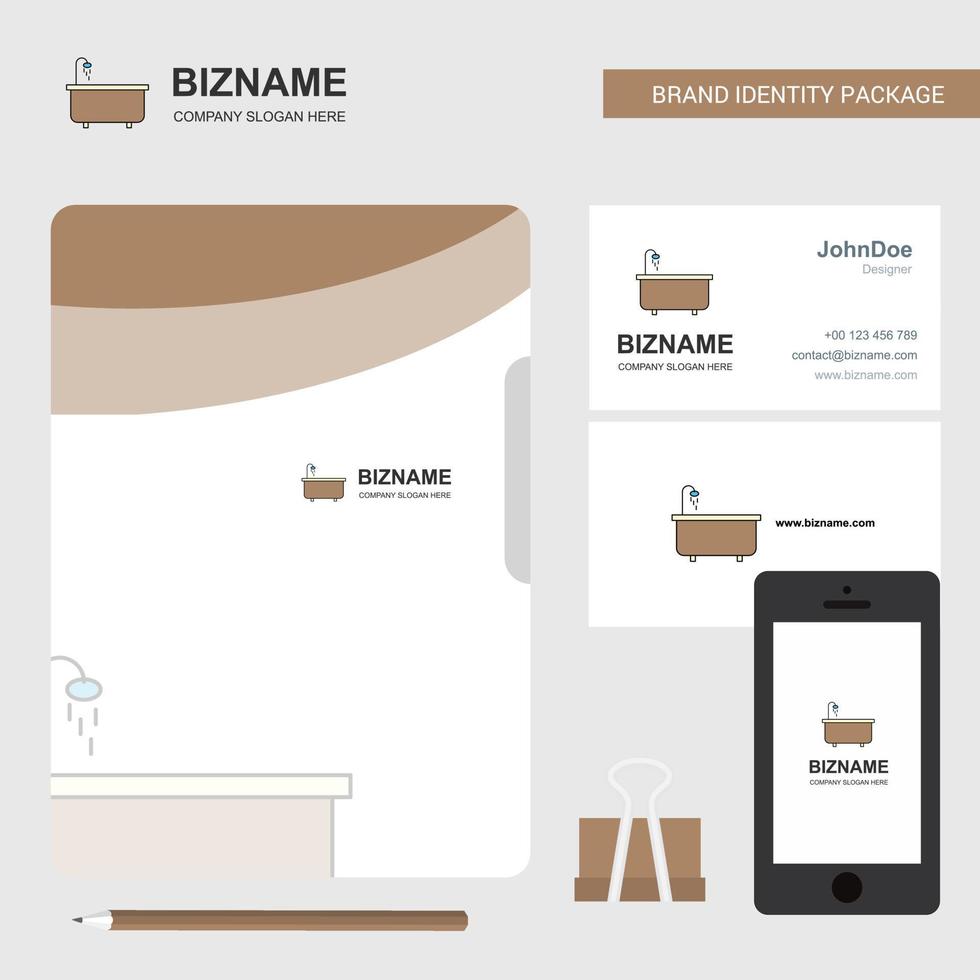 Bathtub Business Logo File Cover Visiting Card and Mobile App Design Vector Illustration