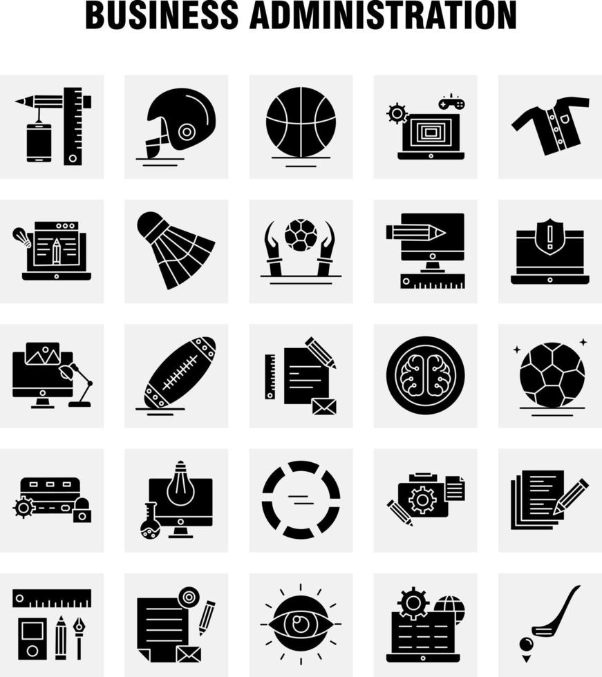 Business Administration Solid Glyph Icons Set For Infographics Mobile UXUI Kit And Print Design Include Letter Music Sound Volume Certificate Degree Certification Education Collection Mode vector