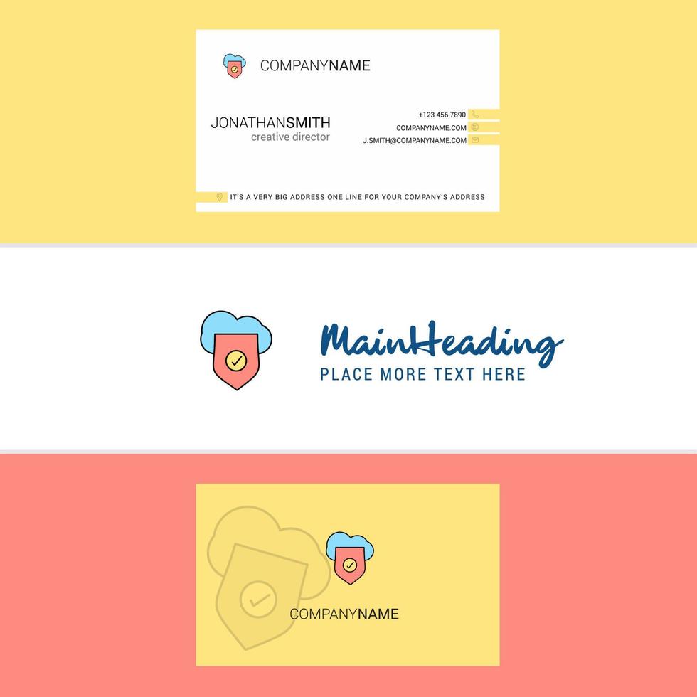 Beautiful Secure cloud Logo and business card vertical Design Vector