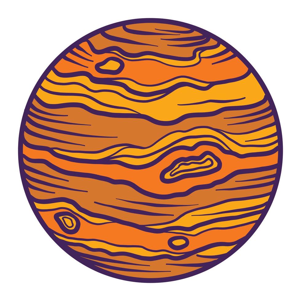 Jupiter planet icon, hand drawn style vector
