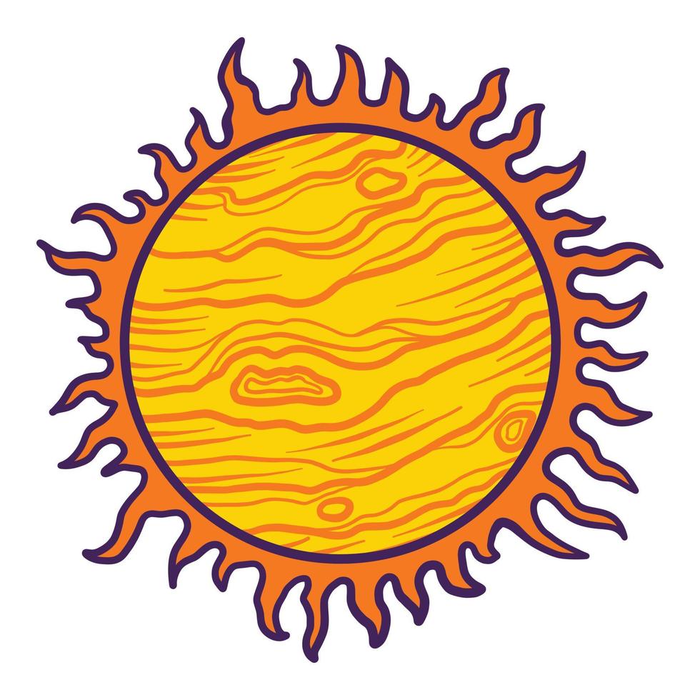 Space sun icon, hand drawn style vector