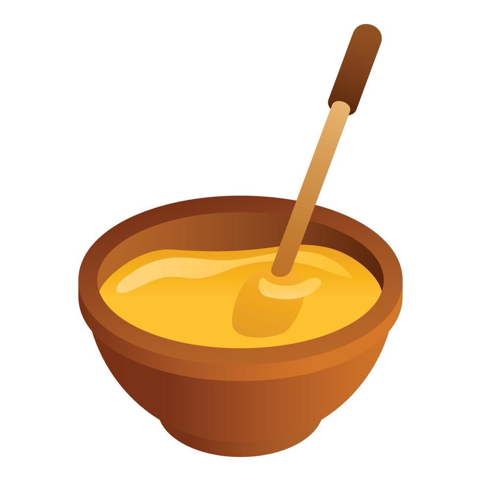 Honey bowl icon, isometric style vector